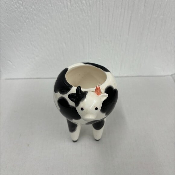 Small Ceramic Pottery Cow Mini Succulent Air Plant Pot Planter Farmhouse Kitsch - Picture 2 of 9